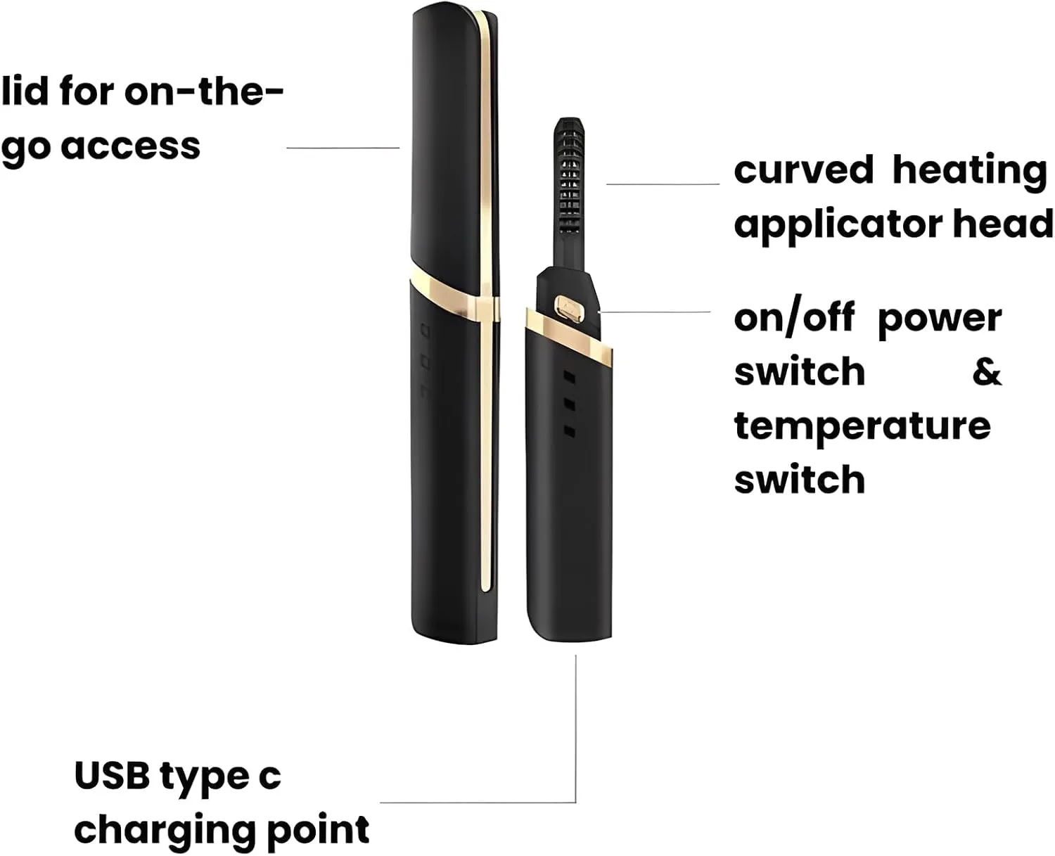 Atlodas Rechargeable Lash Curler, Electric Eyelash Curler, Long-Lasting Styling, USB Rechargeable, White