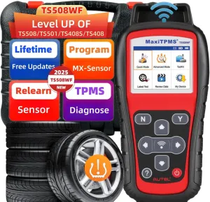 Autel MaxiTPMS TS508WF TPMS Relearn Tool, Upgrade of TS508 / TS408 TPMS Tool, Activate/Relearn All Sensors, Program Autel Sensors, TPMS Reset/Diagnosis, Read/Clear TPMS Code, Free Lifetime Update