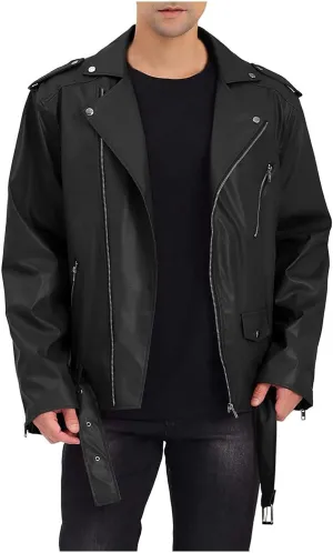 Autumn and Winter New Men's Slim Zip Lapel Motorcycle Stayed Leather Coat Vintage Jackets for Men Men's Down Jacket