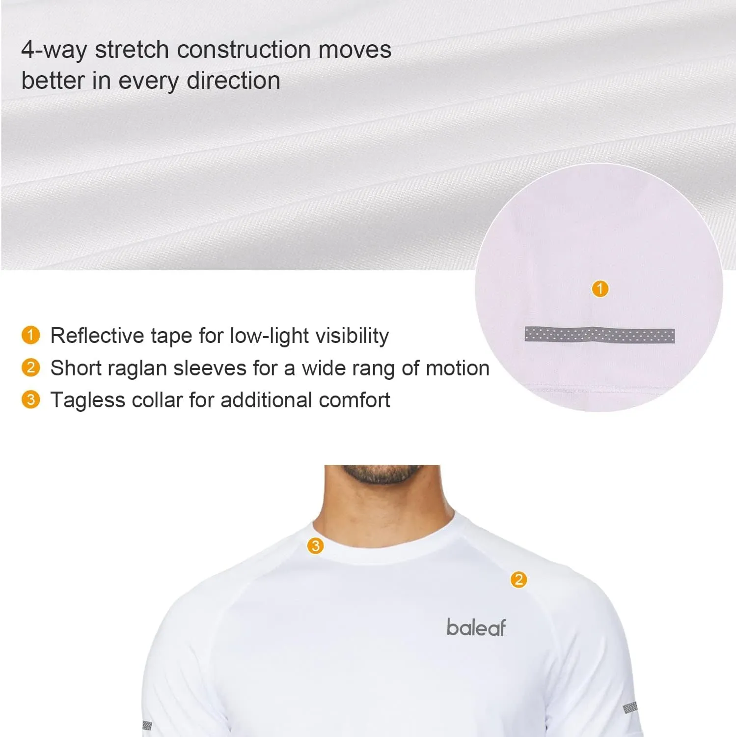 baleaf Men's Running Workout Shirts Short Sleeve Athletic T-Shirt Quick Dry