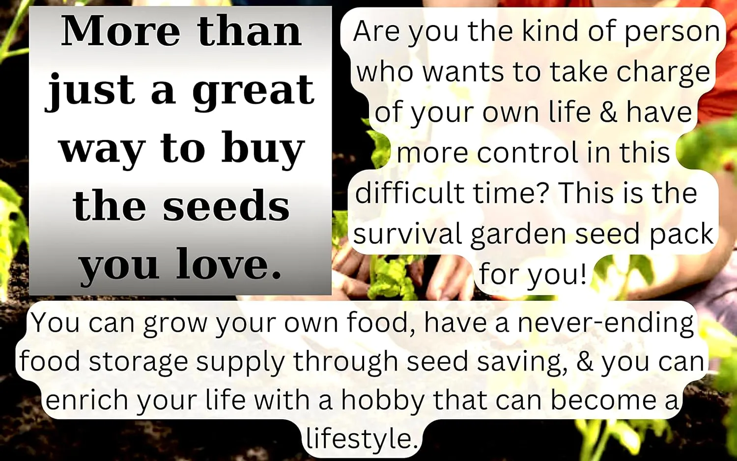 B&KM Farms 30,000  Survival Seed Kit 5  Year Supply. 50 Fruit & Vegetable Non-GMO Heirloom Seeds for Planting a Home Garden. Secure Emergency Weather-Proof Package(1, Large)