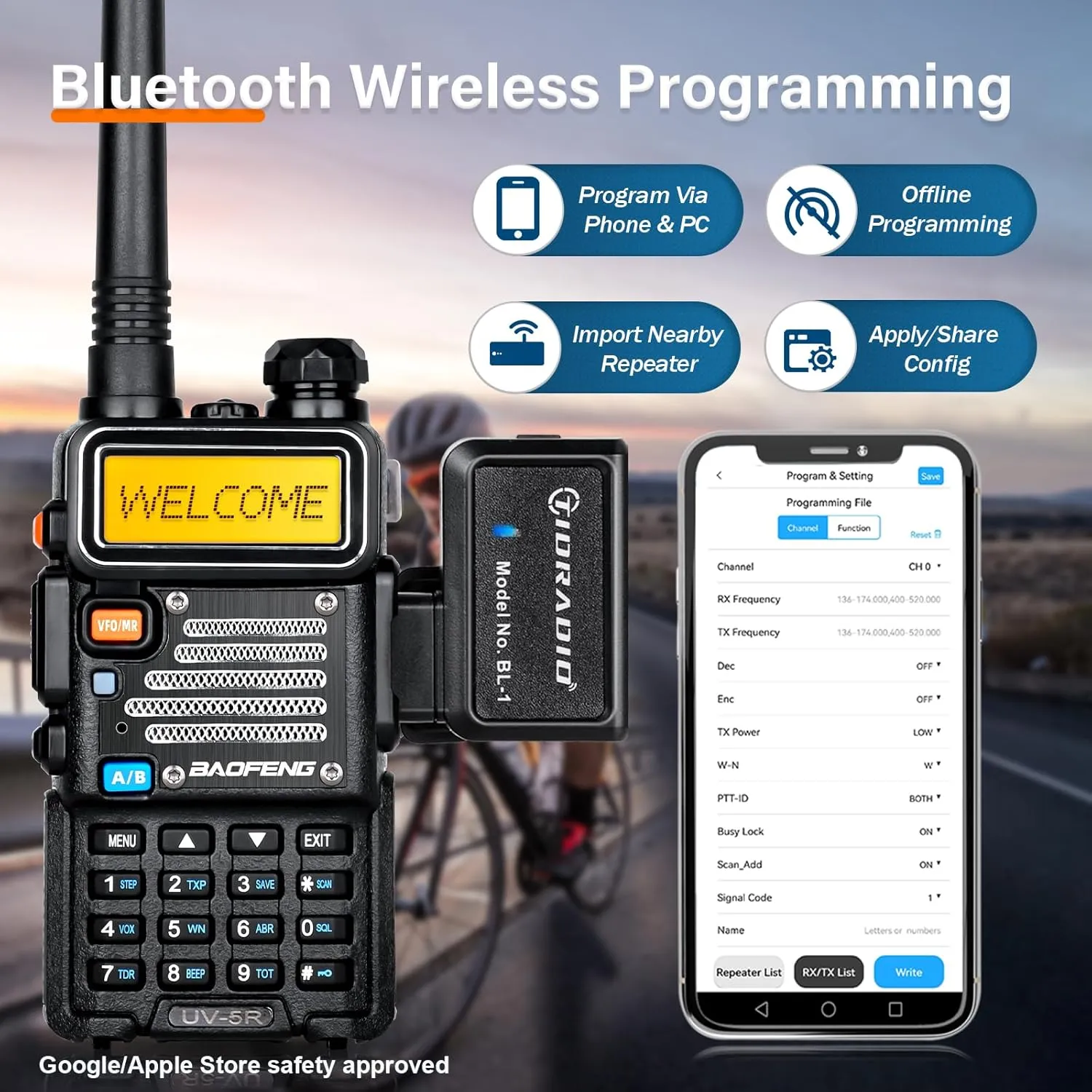 BaoFeng Radio UV-5R Pro 8Watt Ham Radio Handheld, Supported Phone Program, Wireless Programmer with 771 Long Antenna Walkie Talkies Two Way Radio Survival Gear Full Kit