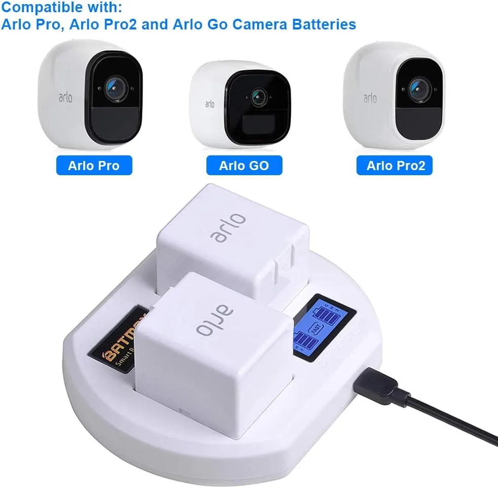 Batmax Rapid LCD USB Dual Battery Charging Station for Arlo Pro,Arlo Pro 2 & Arlo Go Wireless Home Security Camera System Batteries