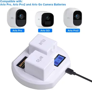 Batmax Rapid LCD USB Dual Battery Charging Station for Arlo Pro,Arlo Pro 2 & Arlo Go Wireless Home Security Camera System Batteries