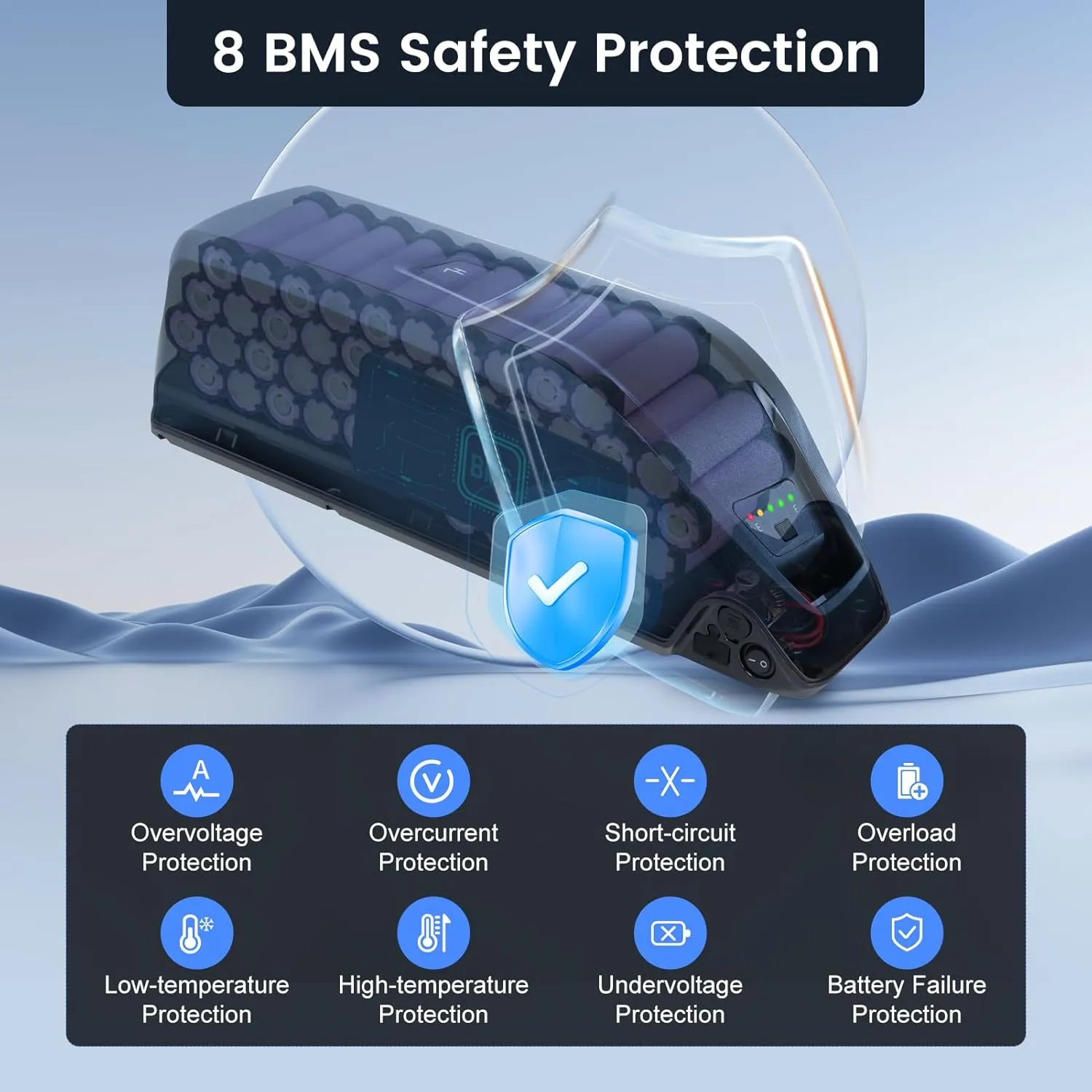 Battery for Ebike 48V15.6Ah, 10.4Ah/ 20Ah Lithium Pack with BMS for 0-1800W Motor, Indicator Light, Safe Lock, USB Port, XT60 Plug (48V15.6AH-4PIN)