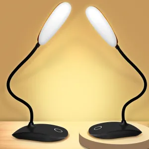 Battery Powered Desk Lamp, Portable Lamps Rechargeable 3 Color Mode Touch Control Stepless Dimming, Wireless Desk Lamp with 2000mAh, Small LED Table Light for Dorm Study Office Bedroom- Black (2-PACK)