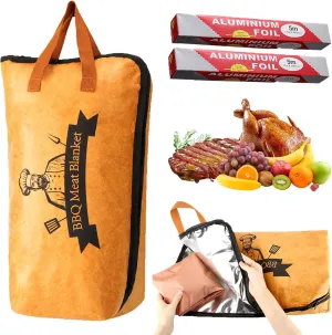 BBQ Blanket for Resting Meat, BBQ Blanket, BBQ Resting Blanket, BBQ Meat Blanket, Reusable Smoker Grilling Meat Insulated Resting Bag for Briskets, Pork Shoulders, Steaks(10.2 * 14.9in)