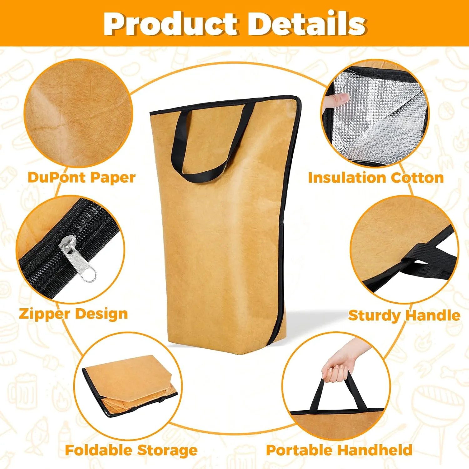 BBQ Blanket for Resting Meat BBQ Insulated Meat Resting Bag with Handle Reusable Reat Insulated Resting Bag for Outdoor BBQ Smokers and Grilling Outdoor Activities (21inch-1pcs)