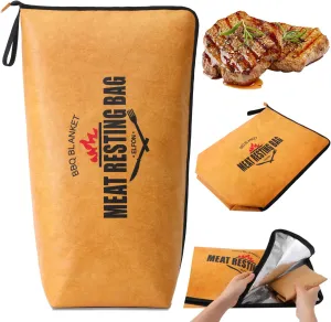 BBQ Blanket for Resting Meat, Heavy Duty Meat Resting Blanket, BBQ Insulated Resting Bag with Wide Mouth, Rest Ez Smoker BBQ Accessories for Large Brisket, Pork Shoulder, Turkey, Men Grilling Gift