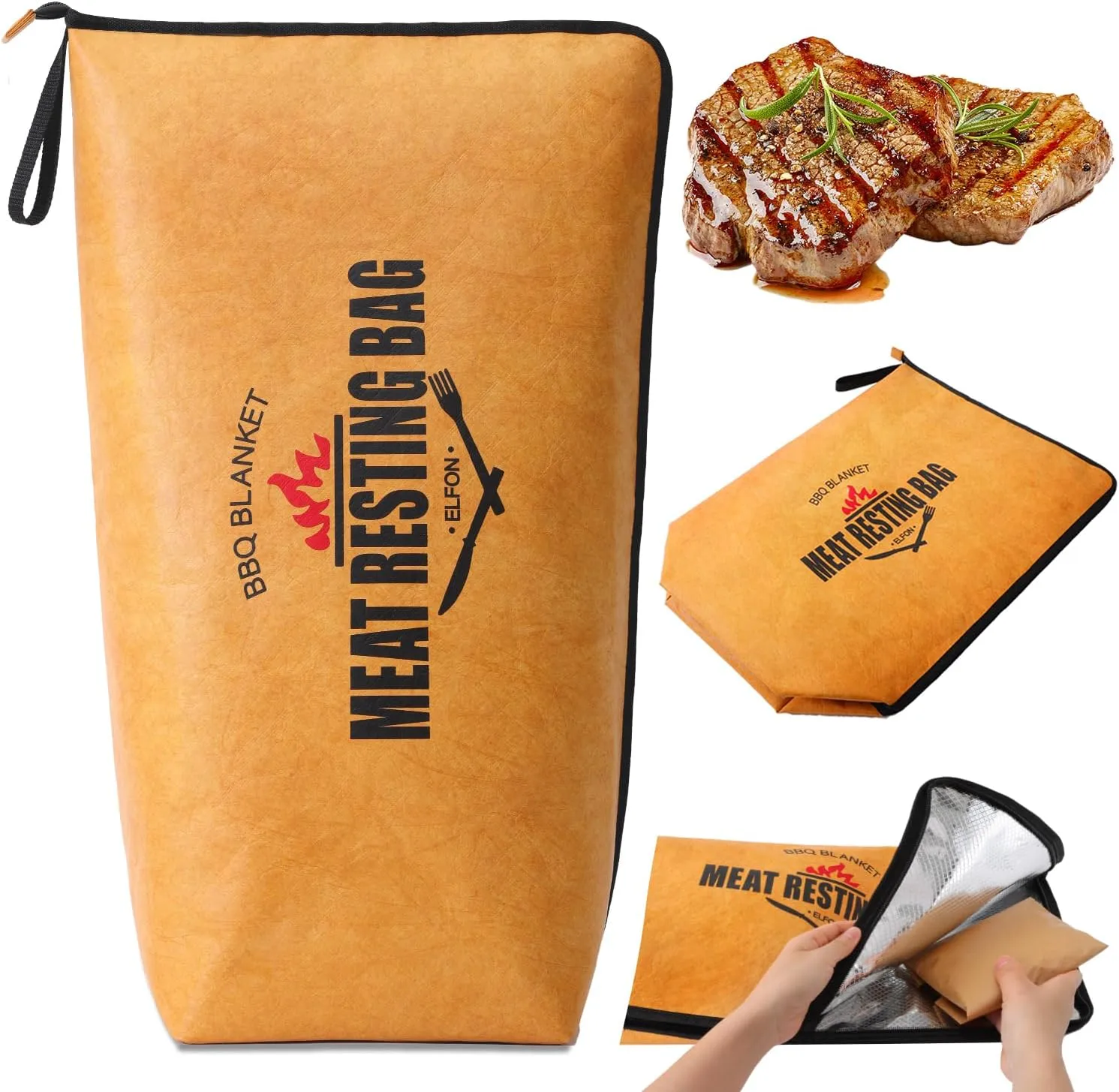 BBQ Blanket for Resting Meat, Heavy Duty Meat Resting Blanket, BBQ Insulated Resting Bag with Wide Mouth, Rest Ez Smoker BBQ Accessories for Large Brisket, Pork Shoulder, Turkey, Men Grilling Gift