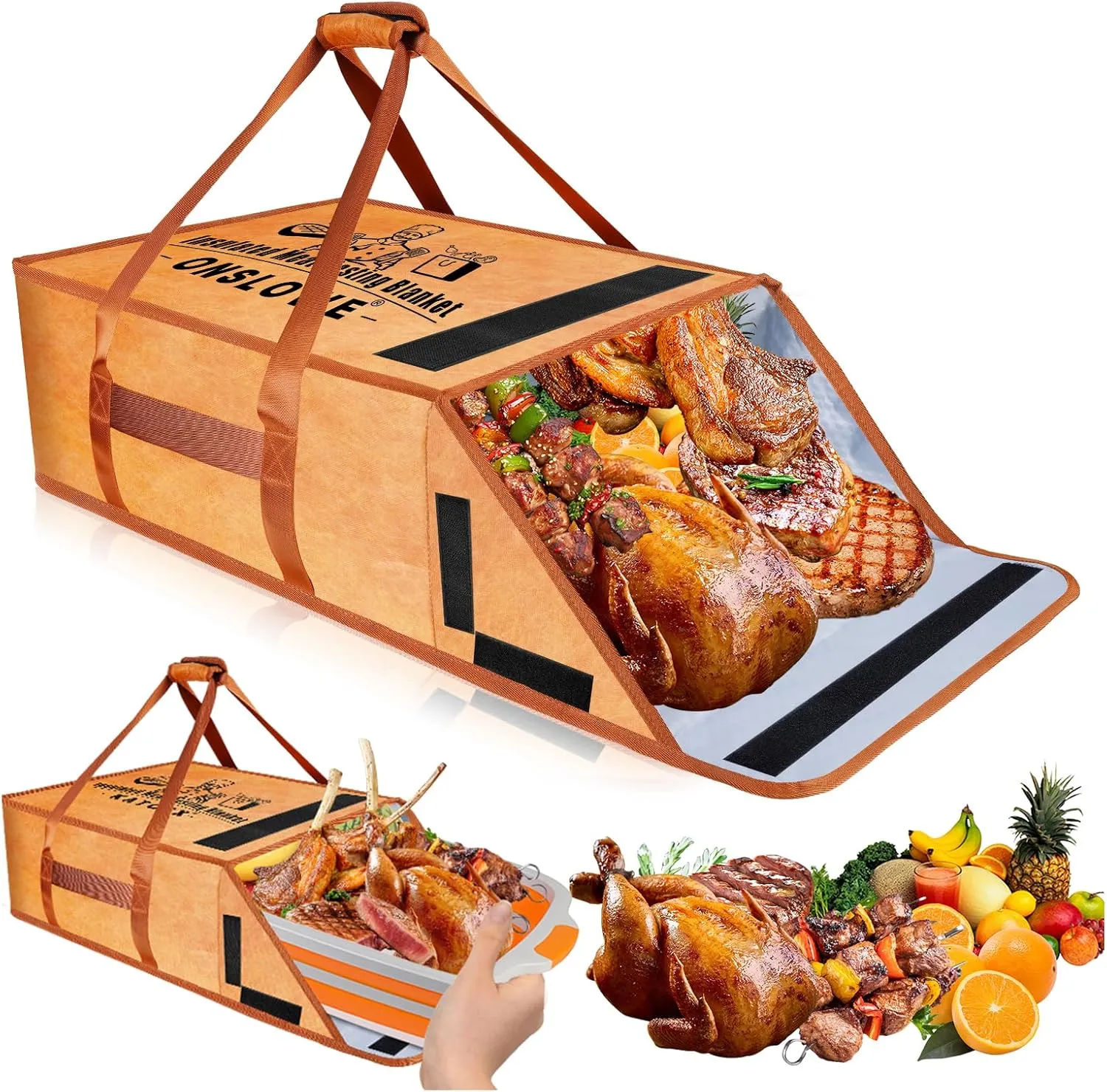 BBQ Blanket for Resting Meat - Insulated Meat Resting Bag for Smoking & Grilling | Can fit 16-inch-21-inch BBQ Prep Tub for Large Brisket/Beef/Pork Shoulders/Turkeys, Best Gifts for Men Dad (21.2 in）
