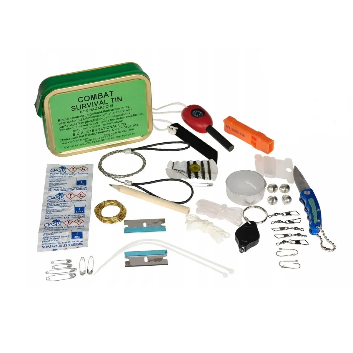 BCB Combat Survival Tin first aid set outdoor camping survival kit non-hazardous