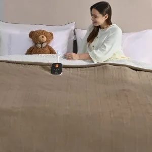 Bearhug Electric Blanket Full Size 77" × 84", Taupe - Velvet & Sherpa Heated Blanket, 10 Heating Levels & 0.5-12H Auto Off, Over-Heat Protect, ETL Certification, Machine Washable
