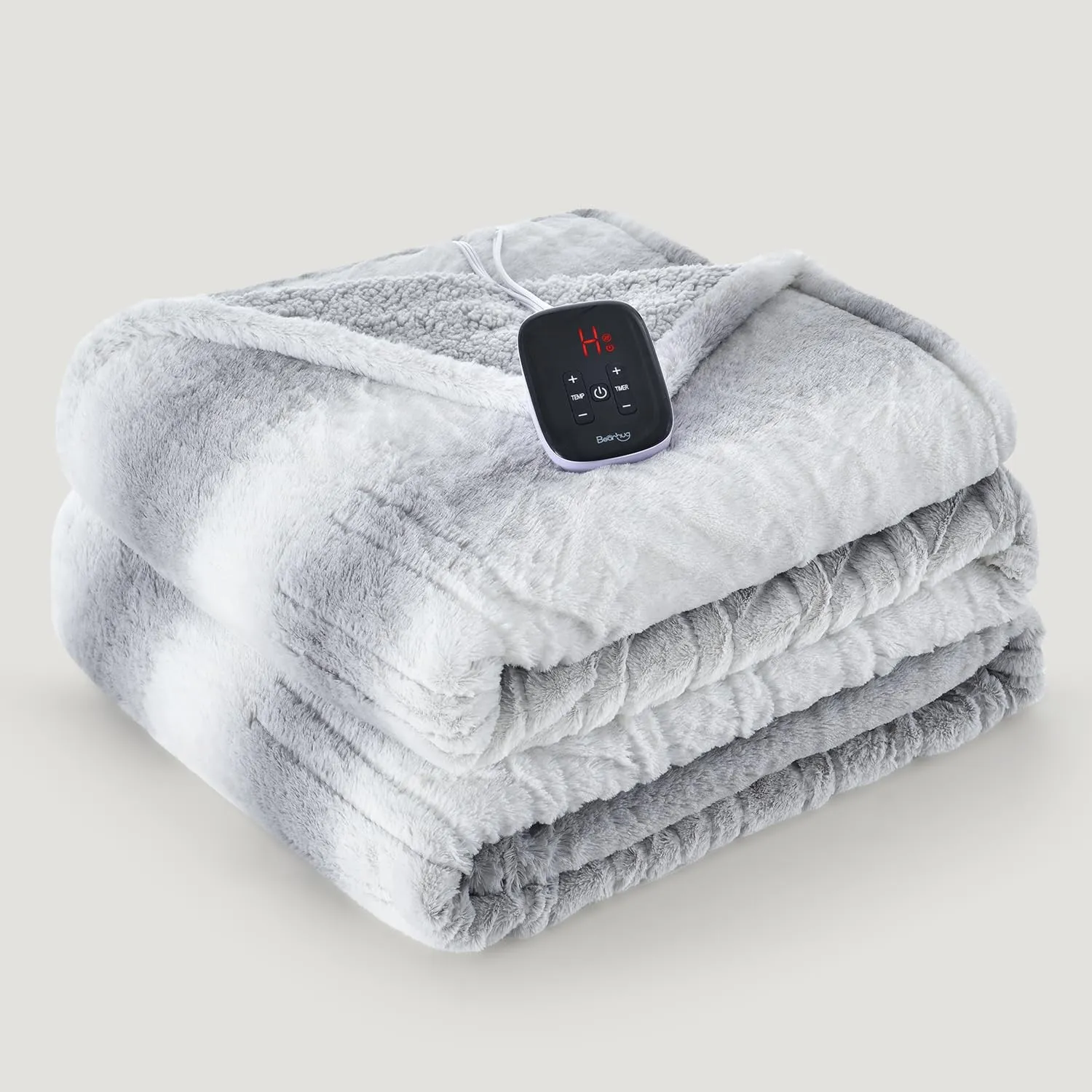 Bearhug Electric Blanket Full Size 77" x 84", 10 Heat Settings Heated Blanket, 1-12 Hour Auto Shut-Off, Faux Fur & Sherpa Dual-Sided Heating Blanket, Machine Washable, Gift-Ready Elegant Packaging