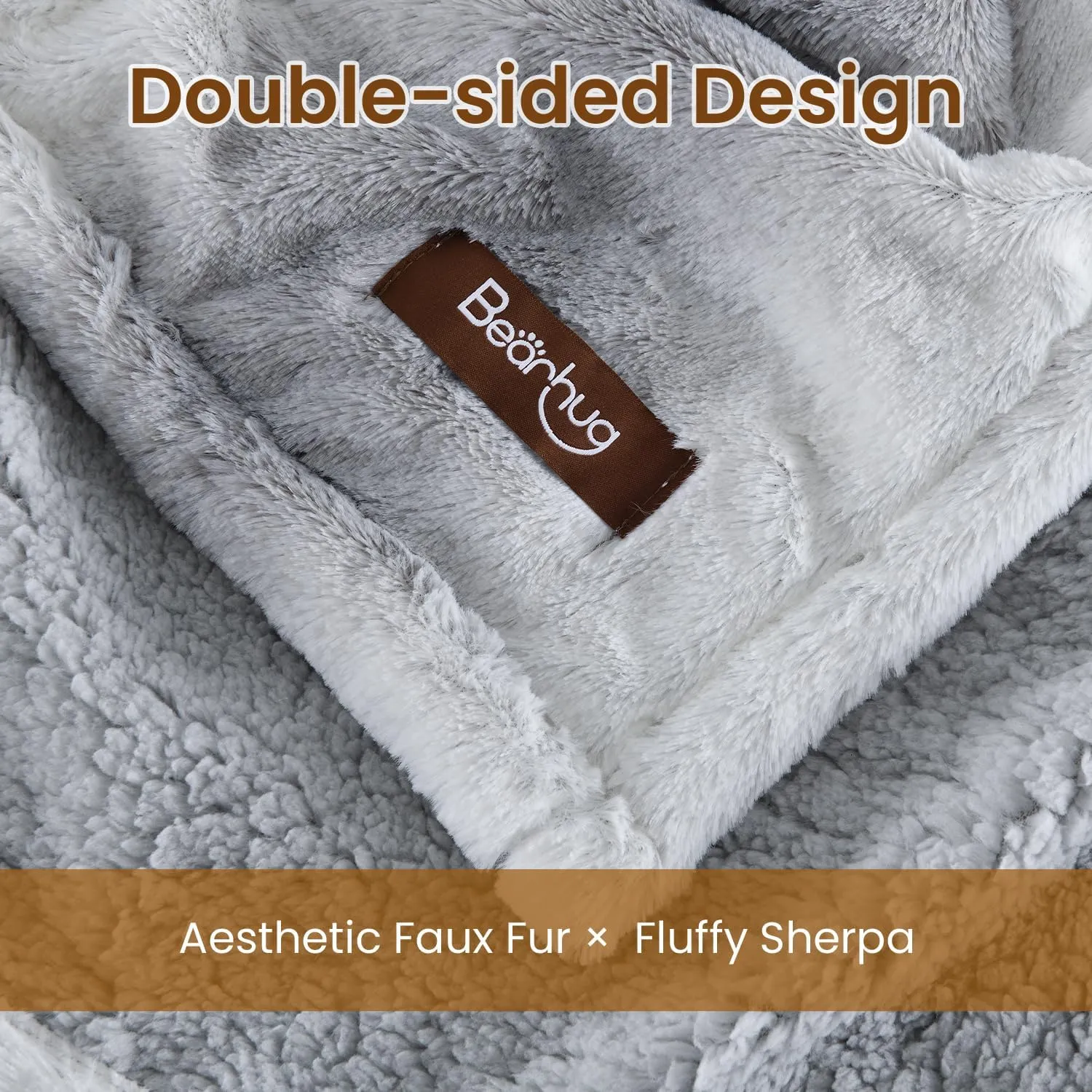 Bearhug Electric Blanket Full Size 77" x 84", 10 Heat Settings Heated Blanket, 1-12 Hour Auto Shut-Off, Faux Fur & Sherpa Dual-Sided Heating Blanket, Machine Washable, Gift-Ready Elegant Packaging