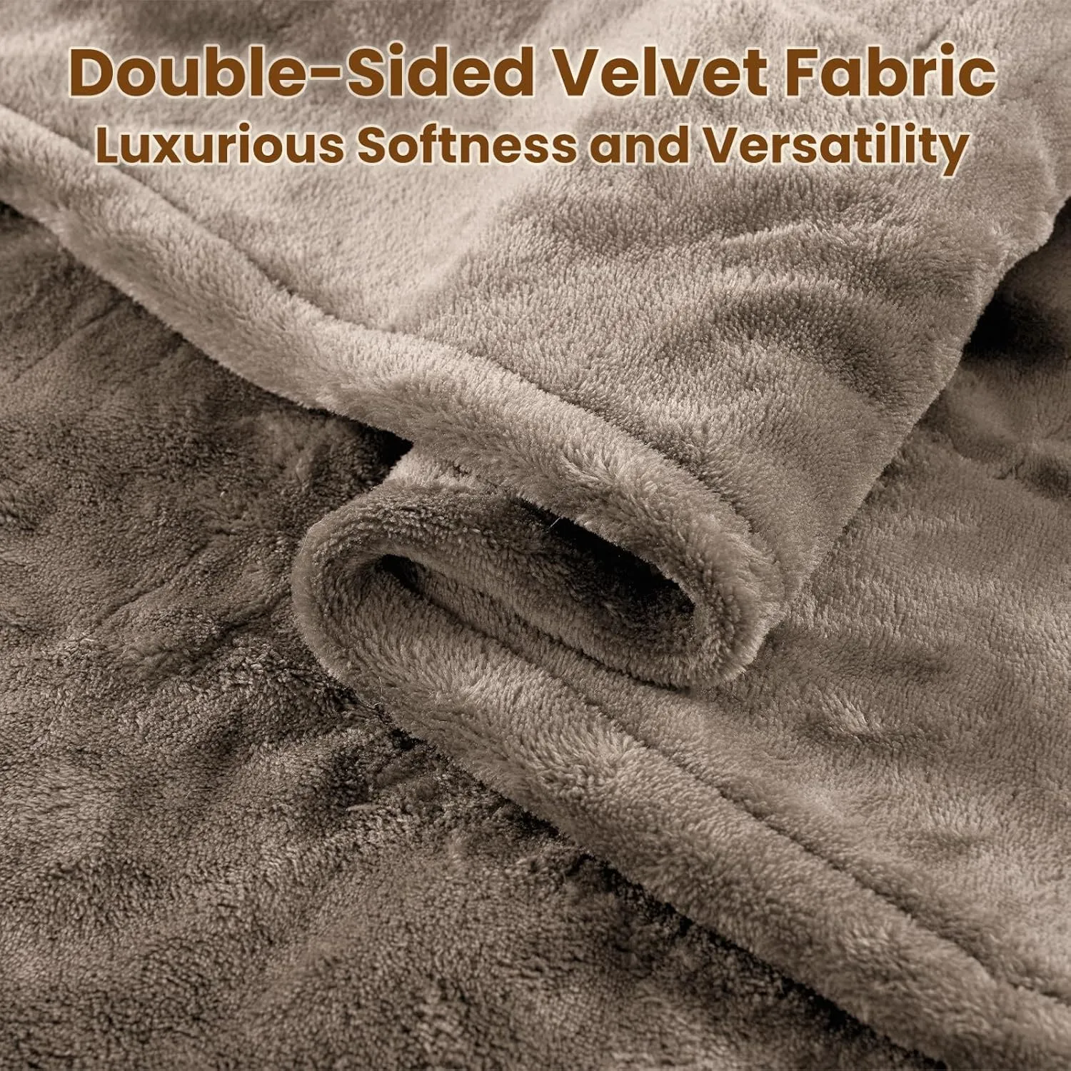 Bearhug Electric Blanket Heated Heating Blanket Twin Size 62" × 84" Double Sided Velvet 10 Heating Levels & 0.5-12H Auto Off Over-Heat Protect ETL Certification Machine Washable Taupe