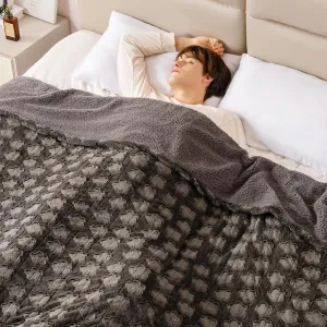 Bearhug Electric Blanket Twin Size 62" x 84", Grey Flower Patterns Faux Fur & Warm Sherpa Heated Blanket, 10 Heating Levels & 1-12H Auto Off, ETL Certified, Machine Washable