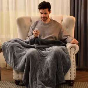 Bearhug Electric Throw Blanket 50" x 60", Reversible Velvet & Sherpa Heated Throw, 6 Heating Levels & 4H Auto Off, Over-Heat Protect, ETL Certification, Machine Washable