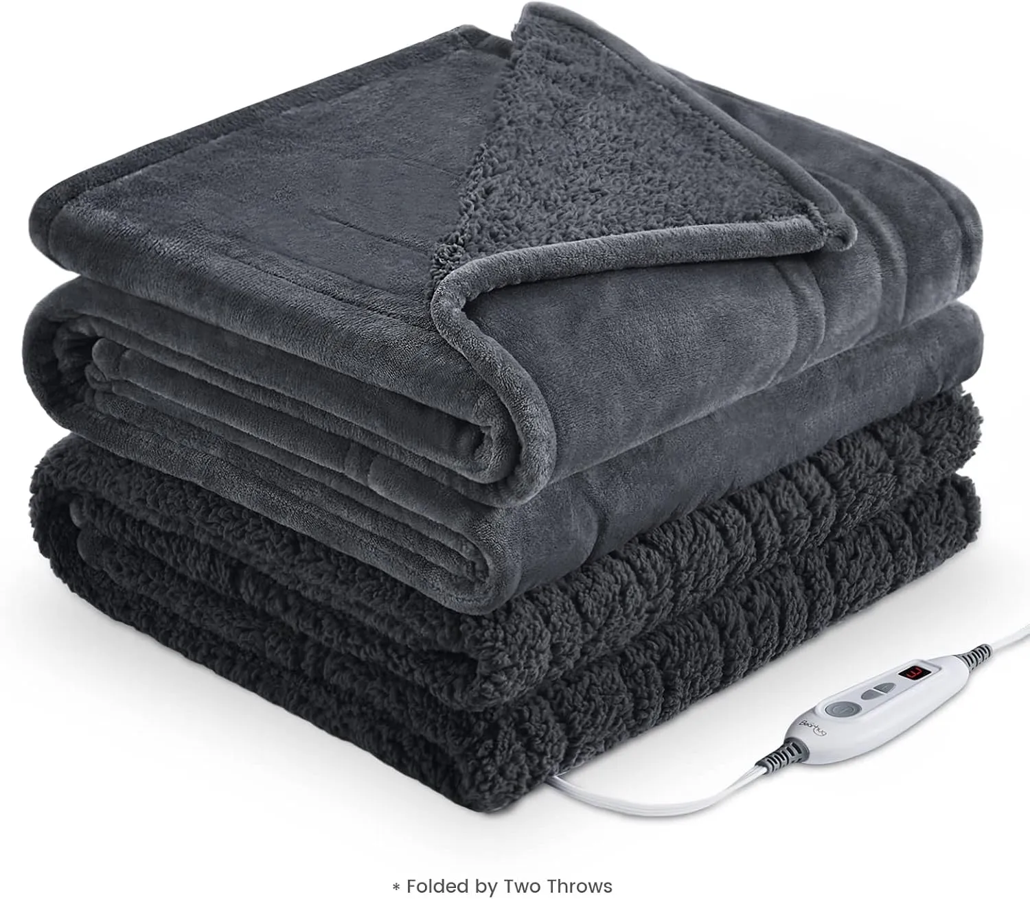 Bearhug Electric Throw Blanket 50" x 60", Reversible Velvet & Sherpa Heated Throw, 6 Heating Levels & 4H Auto Off, Over-Heat Protect, ETL Certification, Machine Washable