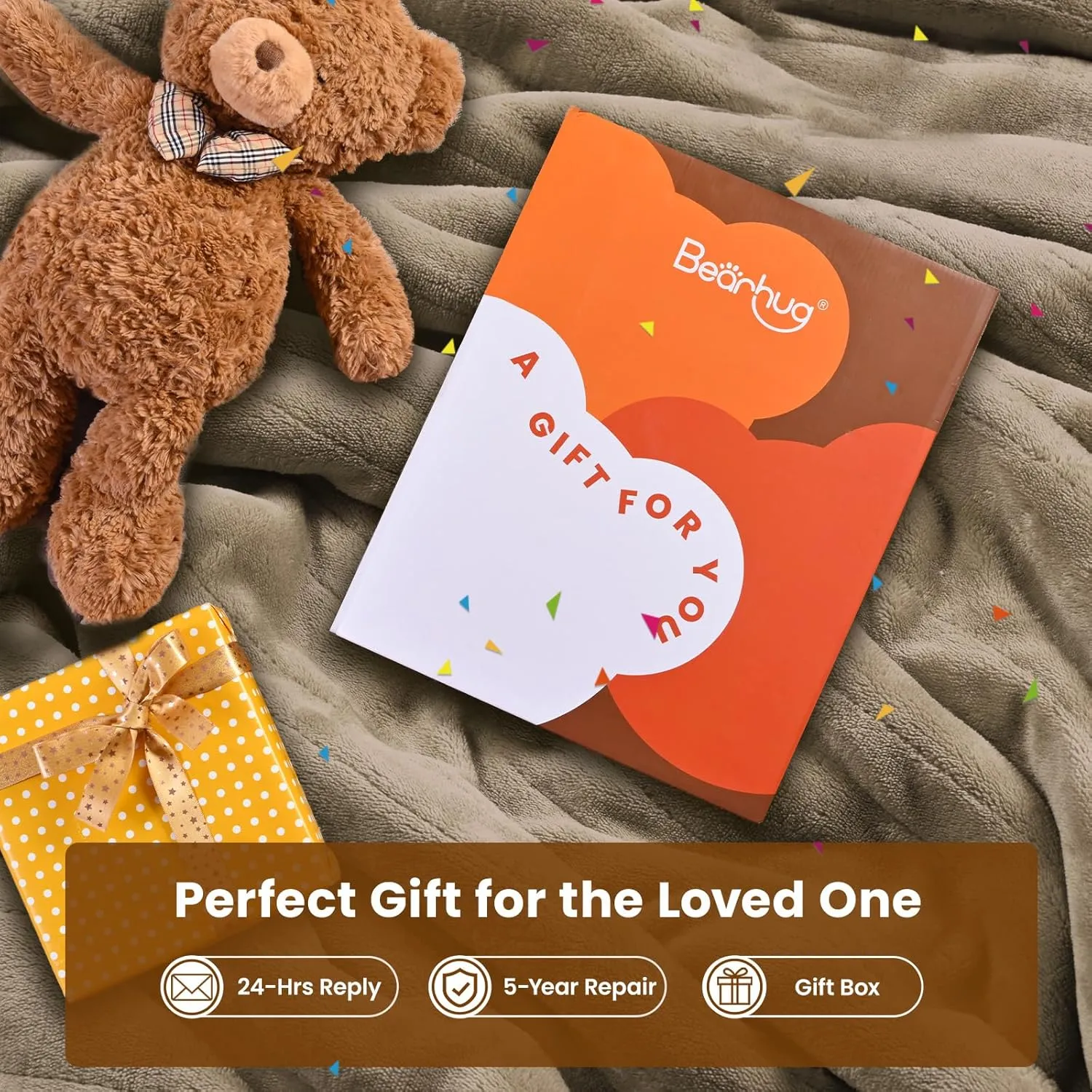 Bearhug Heated Blanket Queen Size 84" × 90", Dual Controller Electric Blanket, Velvet & Sherpa Heating Blanket, 10-Heating Level & 0.5-12H Auto Off, Over-Heat Protect, ETL, Machine Washable-Taupe