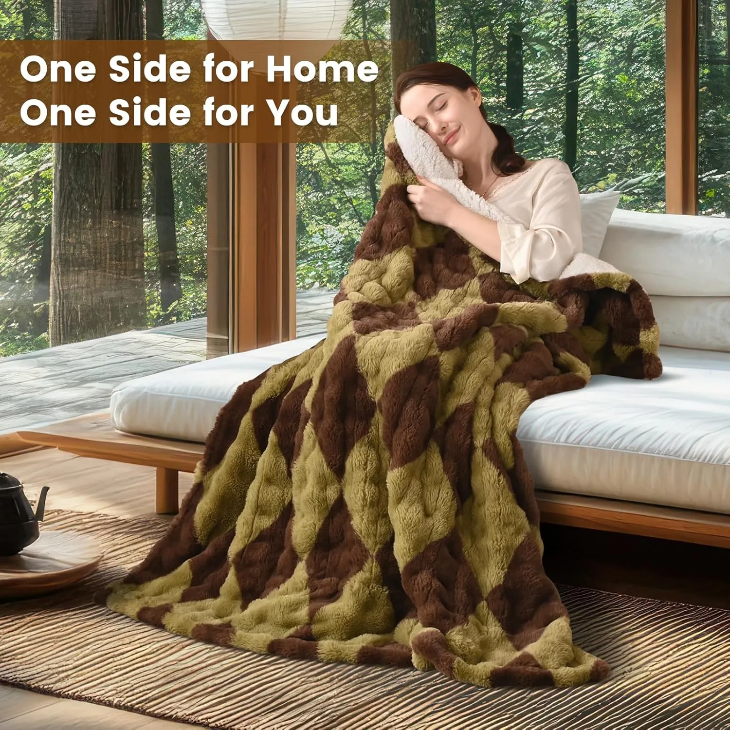 Bearhug Heated Throw Blanket, 50" × 60" Electric Throw, Faux Fur & Warm Sherpa, 4h Auto-Off Timer & 6 Heating Levels,ETL Certified, Machine Washable, Gift Box Packaging