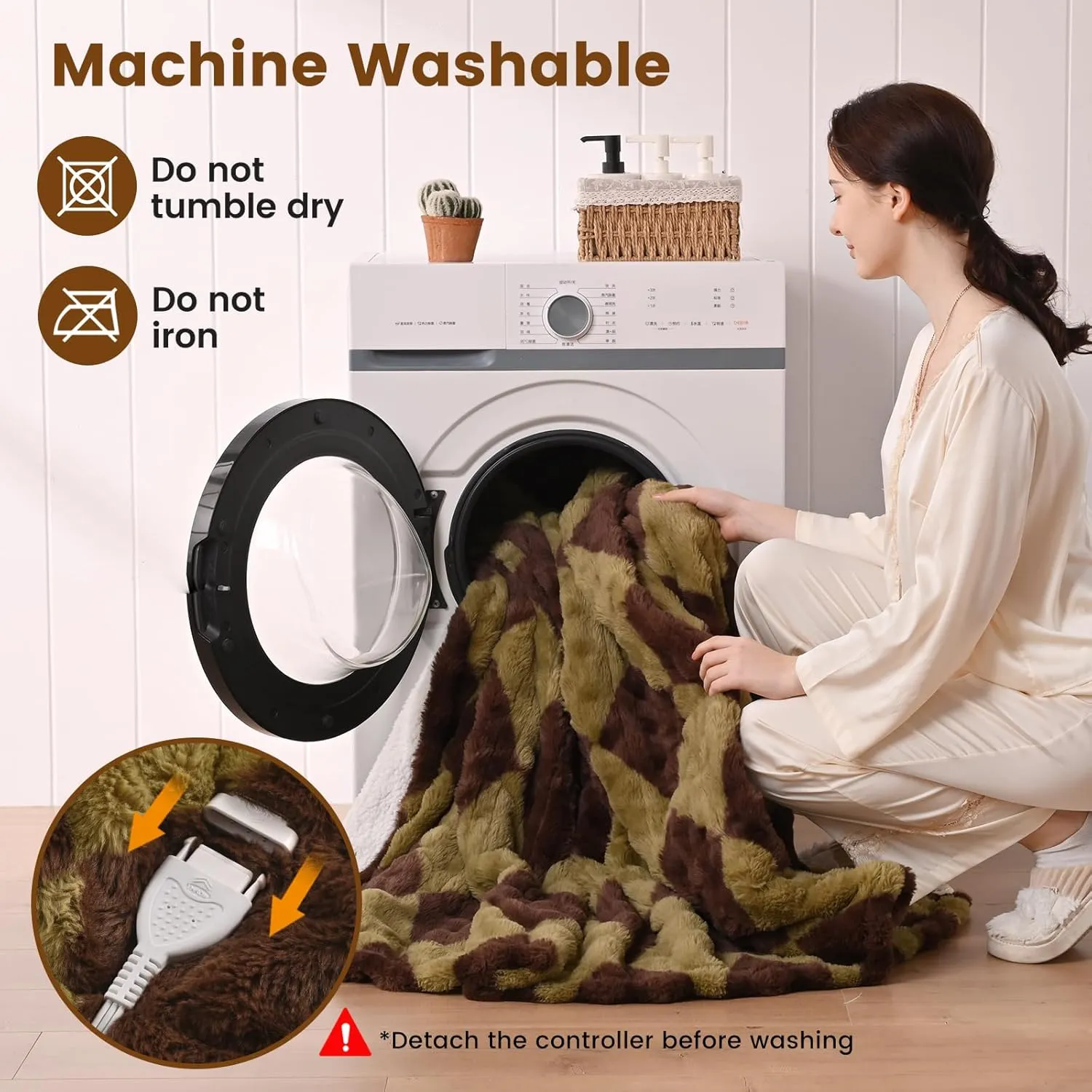 Bearhug Heated Throw Blanket, 50" × 60" Electric Throw, Faux Fur & Warm Sherpa, 4h Auto-Off Timer & 6 Heating Levels,ETL Certified, Machine Washable, Gift Box Packaging