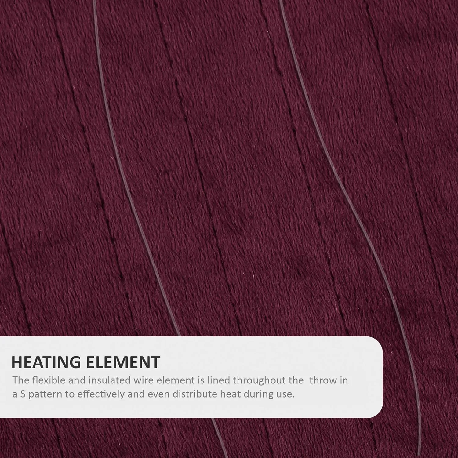 Beautyrest Brushed Long Fur Electric Throw Blanket Ogee Pattern Warm and Soft Heated Wrap with Auto Shutoff, 50 in x 60 in, Burgundy