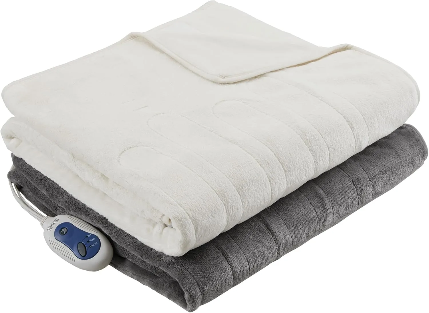 Beautyrest Foot Pocket Soft Microlight Plush Electric Blanket Heated Throw Wrap with Auto Shutoff, 50x62, Grey