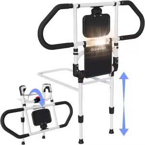 Bed Rails for Elderly Adults Safety, Bed Assist Rails for Seniors, Foldable Bed Rail with Sensor Light, Pocket, Bed Side Rails, Adjustable Bed Rails for Twin Full Queen King Bed, Bed Cane