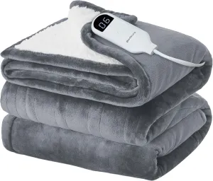 Bedsure Electric Blanket Full Size - Soft Flannel Heated Blanket Full, GentleSoft Fast Heating with 10 Time Settings & 6 Heat Settings, Warm Gift for Grandma (72x84 inches, Grey)