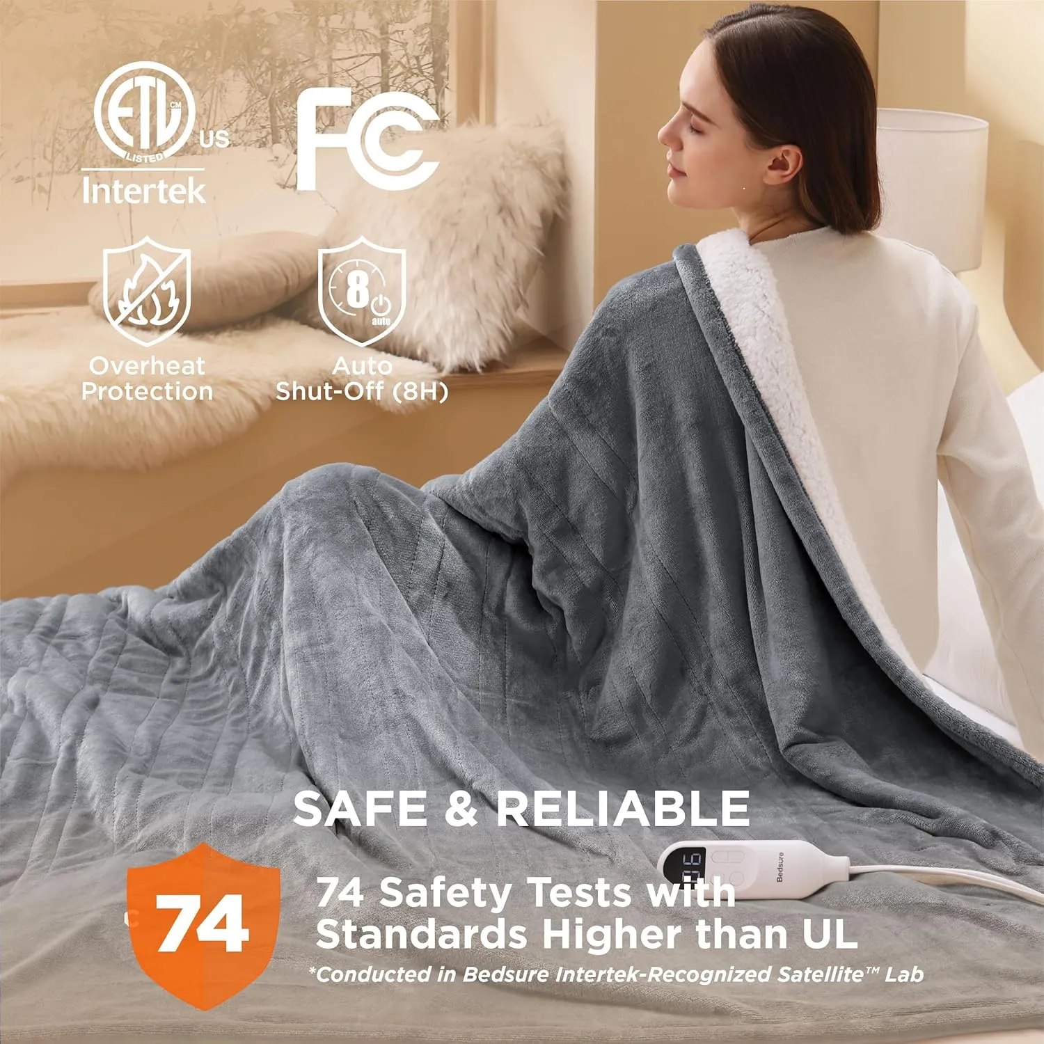 Bedsure Electric Blanket Full Size - Soft Flannel Heated Blanket Full, GentleSoft Fast Heating with 10 Time Settings & 6 Heat Settings, Warm Gift for Grandma (72x84 inches, Grey)