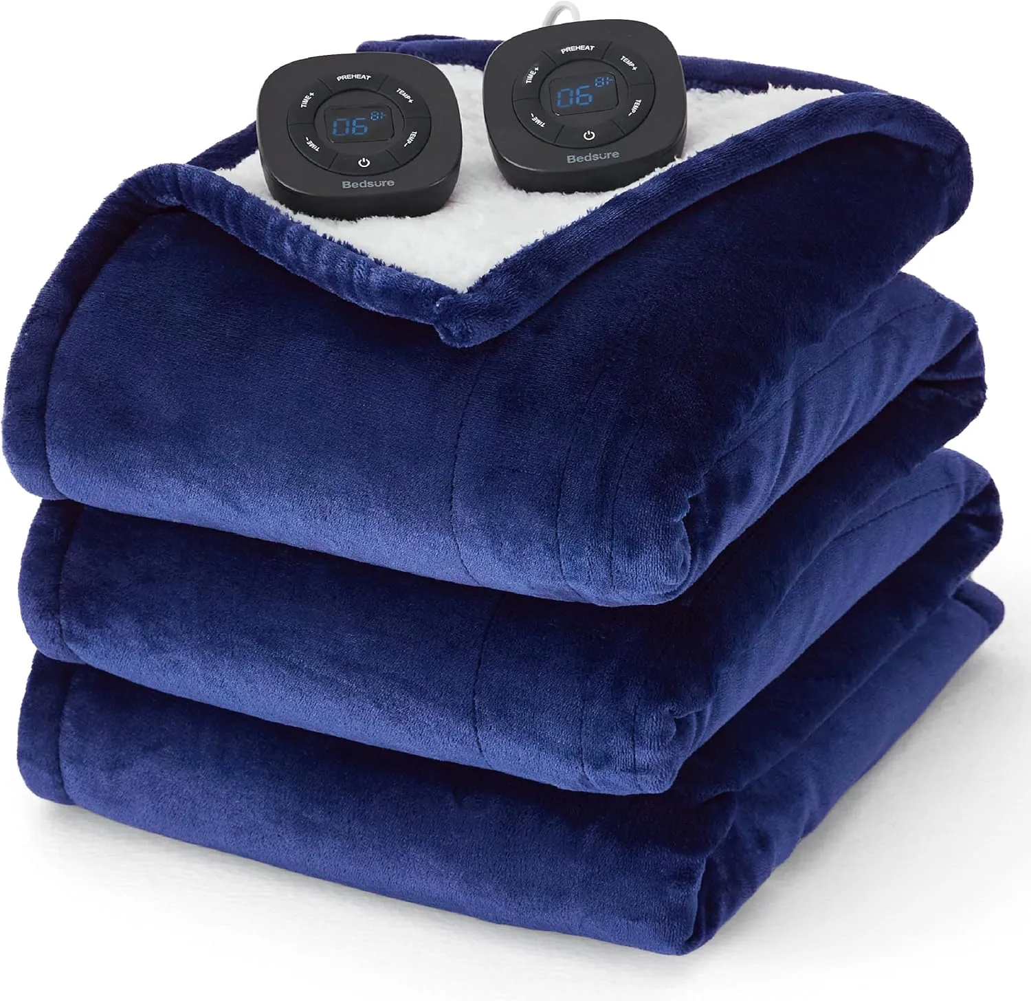 Bedsure Electric Blanket King Size - Dual Control Heated Blanket Queen, Fast Heating with 10 Time Settings & 10 Heat Settings, Warm Gift for Grandma (100x90 inches, Pageant Blue)