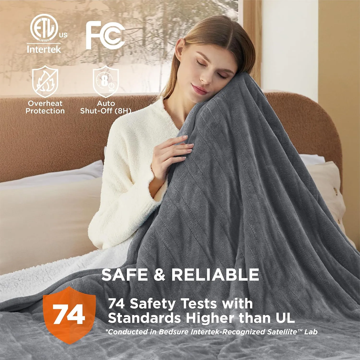 Bedsure Electric Blanket Queen Size - Dual Control Heated Blanket Queen, GentleSoft Fast Heating with 10 Time Settings & 10 Heat Settings, Warm Gift for Grandma (84x90 inches, Grey)