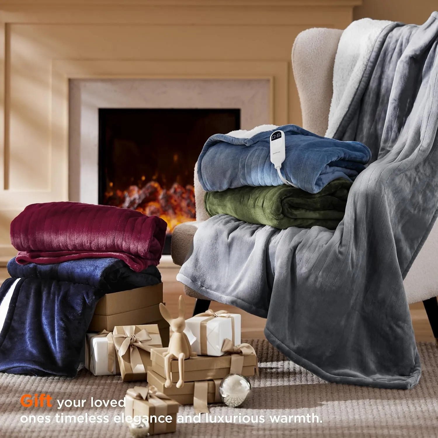 Bedsure Electric Heated Throw Blanket - Soft Flannel & Sherpa, 6 Heat Levels, 4 Time Settings, Auto Shut Off (50x60 inches, Grey)