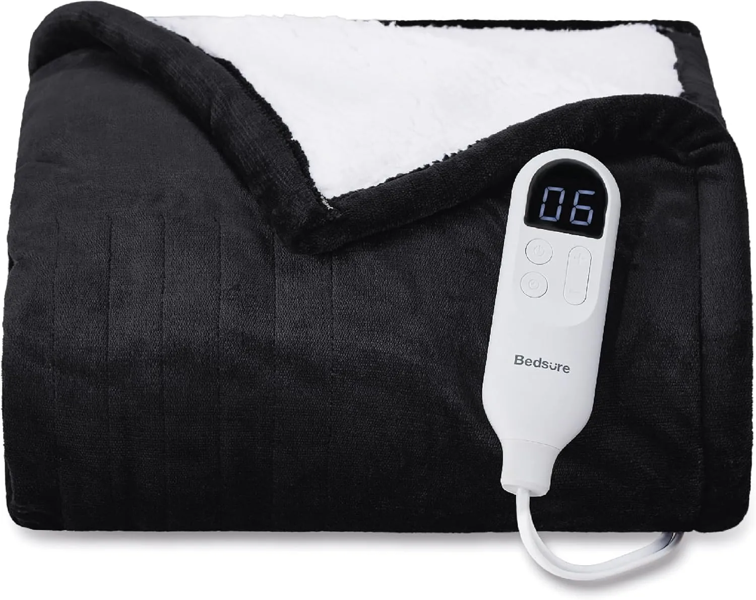 Bedsure Heated Blanket Electric Throw - Soft Flannel Electric Blanket, Heated Throw with 4 Time Settings & 6 Heat Settings, Warm Gift for Grandma (50x60 inches, Black)