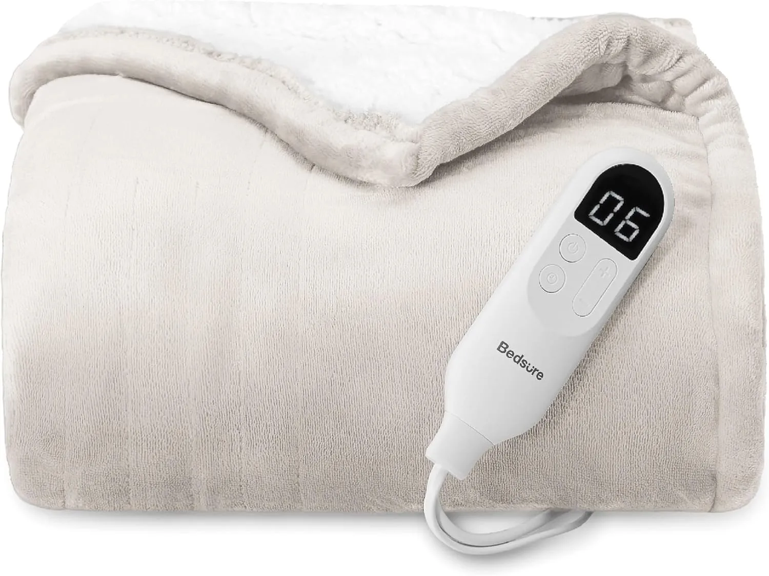 Bedsure Heated Blanket Electric Throw - Soft Flannel Electric Blanket, Heated Throw with 4 Time Settings & 6 Heat Settings, Warm Gift for Grandma (50x60 inches, Cream)