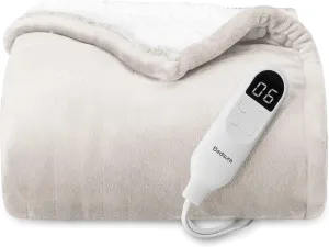 Bedsure Heated Blanket Electric Throw - Soft Flannel Electric Blanket, Heated Throw with 4 Time Settings & 6 Heat Settings, Warm Gift for Grandma (50x60 inches, Cream)