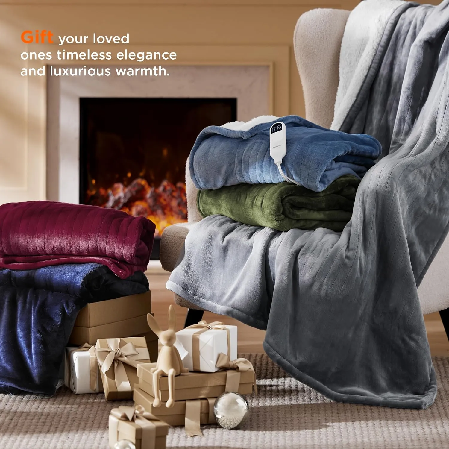 Bedsure Heated Blanket Electric Throw - Soft Flannel Electric Blanket, Heated Throw with 4 Time Settings & 6 Heat Settings, Warm Gift for Grandma (50x60 inches, Dark Grey)