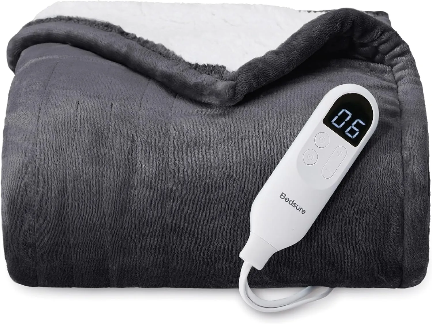 Bedsure Heated Blanket Electric Throw - Soft Flannel Electric Blanket, Heated Throw with 4 Time Settings & 6 Heat Settings, Warm Gift for Grandma (50x60 inches, Dark Grey)