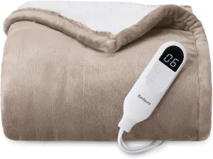 Bedsure Heated Blanket Electric Throw - Soft Flannel Electric Blanket, Heated Throw with 4 Time Settings & 6 Heat Settings, Warm Gift for Grandma (50x60 inches, Taupe)