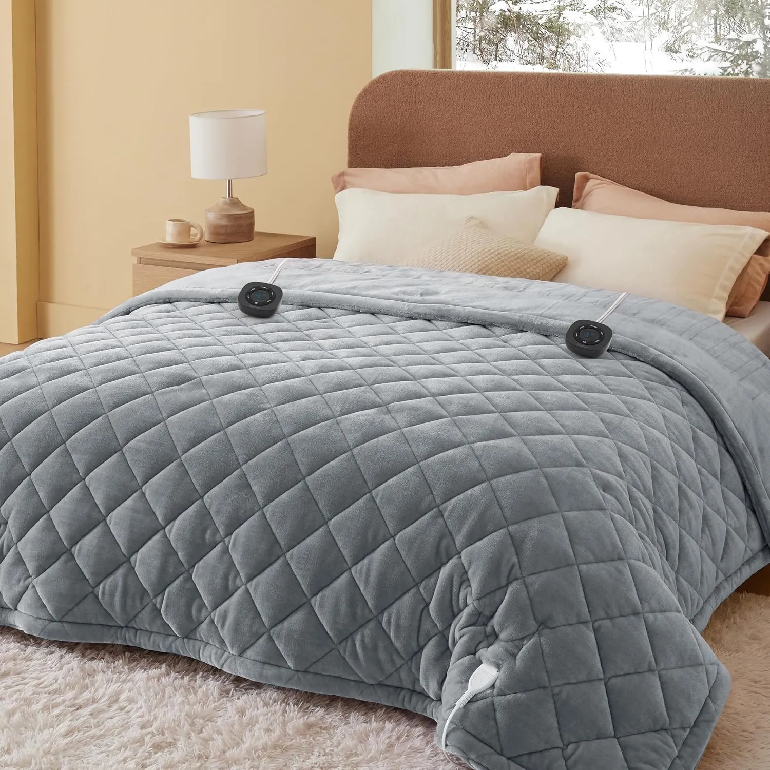 Bedsure Heated Blanket Electric Throw - Soft Flannel Electric Blanket, Heating Blanket with 4 Time Settings & 6 Heat Settings, Warm Blanket Gift for Grandma (50x60 inches, Grey)