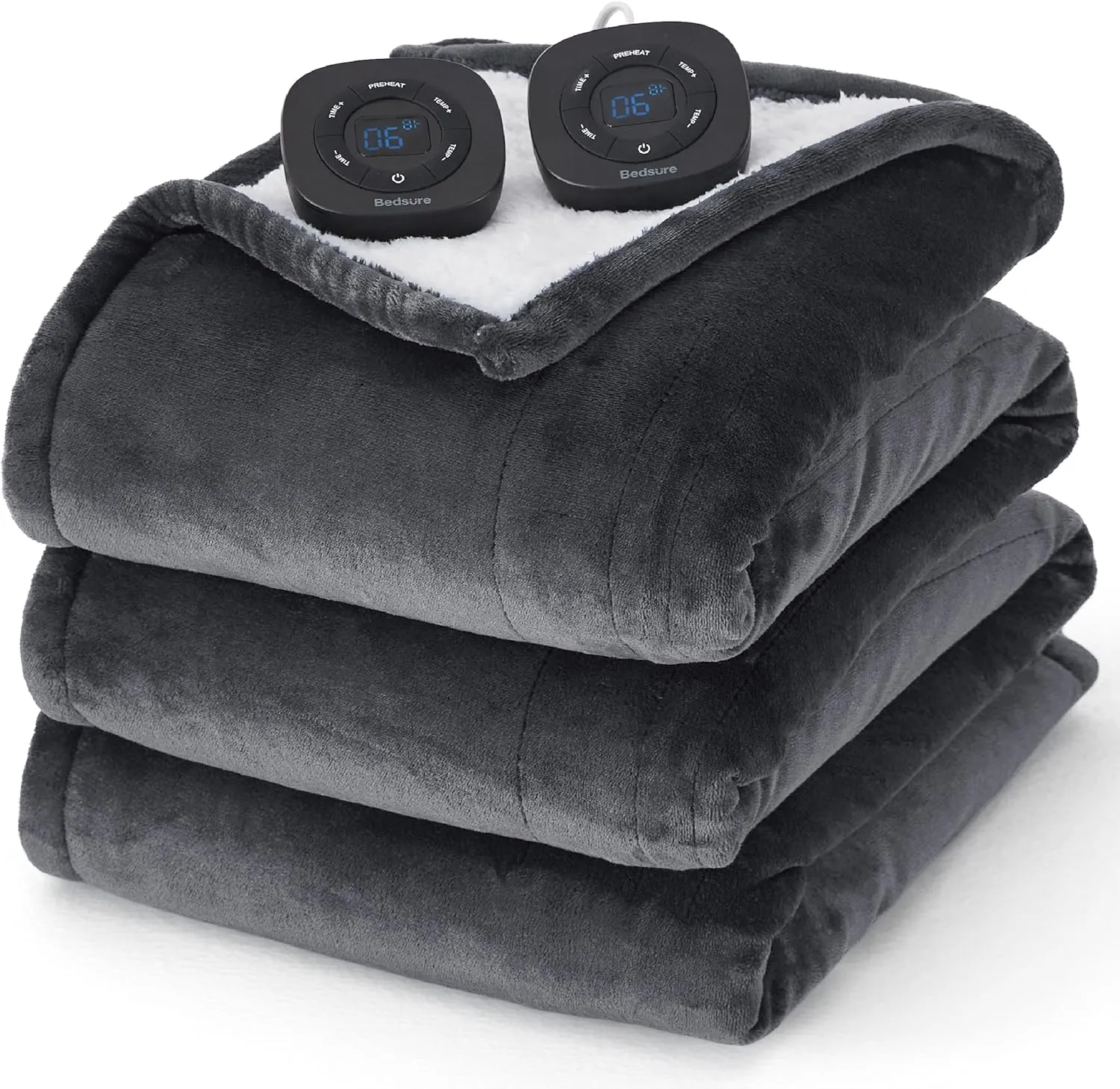 Bedsure Heated Blanket Electric Throw - Soft Flannel Electric Blanket, Heating Blanket with 4 Time Settings & 6 Heat Settings, Warm Blanket Gift for Grandma (50x60 inches, Grey)