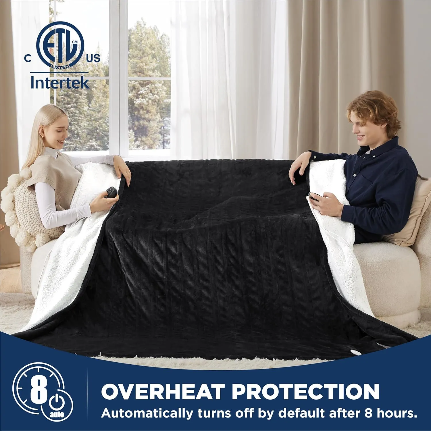 Bedsure Heated Blanket Electric Throw - Soft Flannel Electric Blanket, Heating Blanket with 4 Time Settings & 6 Heat Settings, Warm Blanket Gift for Grandma (50x60 inches, Grey)