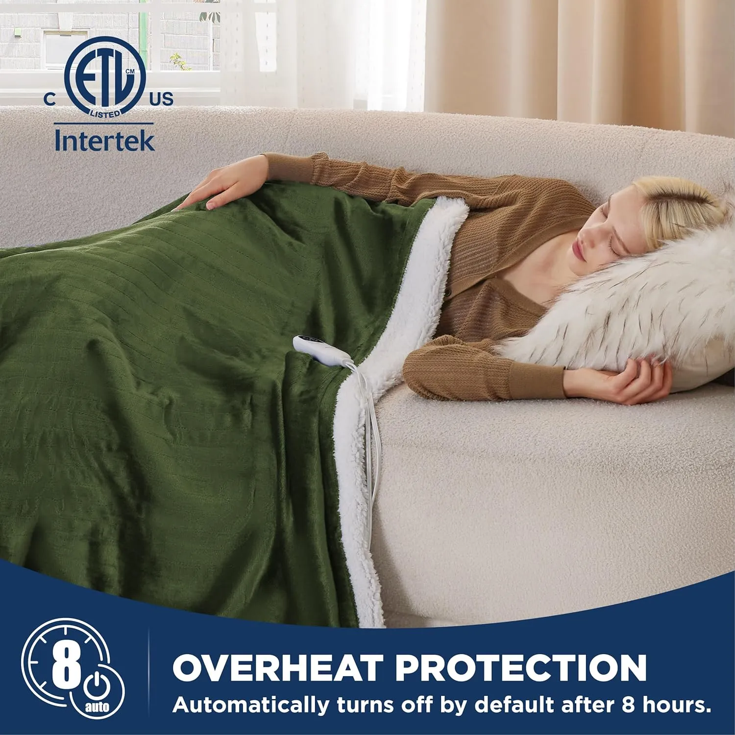 Bedsure Heated Blanket Electric Throw - Soft Flannel Electric Blanket, Heating Blanket with 4 Time Settings & 6 Heat Settings, Warm Blanket Gift for Grandma (50x60 inches, Grey)