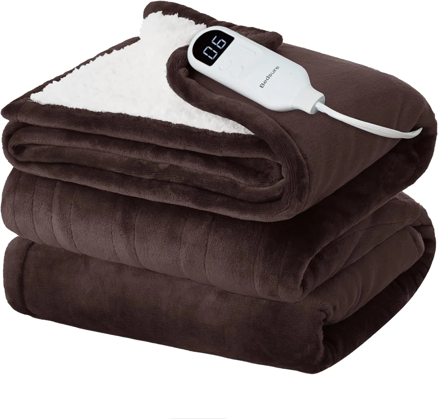 Bedsure Heated Blanket Electric Throw - Soft Flannel Electric Blanket, Heating Blanket with 4 Time Settings & 6 Heat Settings, Warm Blanket Gift for Grandma (50x60 inches, Grey)
