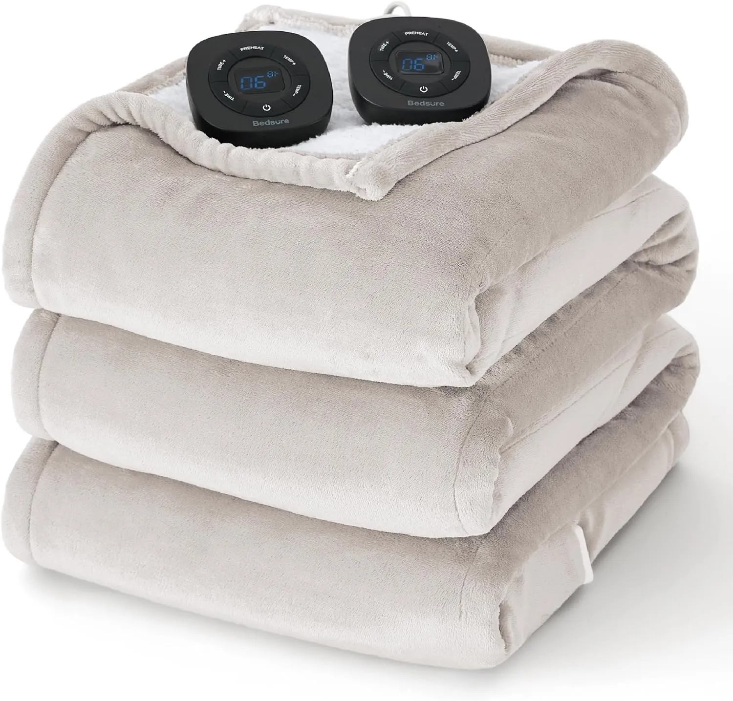 Bedsure Heated Blanket Electric Throw - Soft Flannel Electric Blanket, Heating Blanket with 4 Time Settings & 6 Heat Settings, Warm Blanket Gift for Grandma (50x60 inches, Grey)
