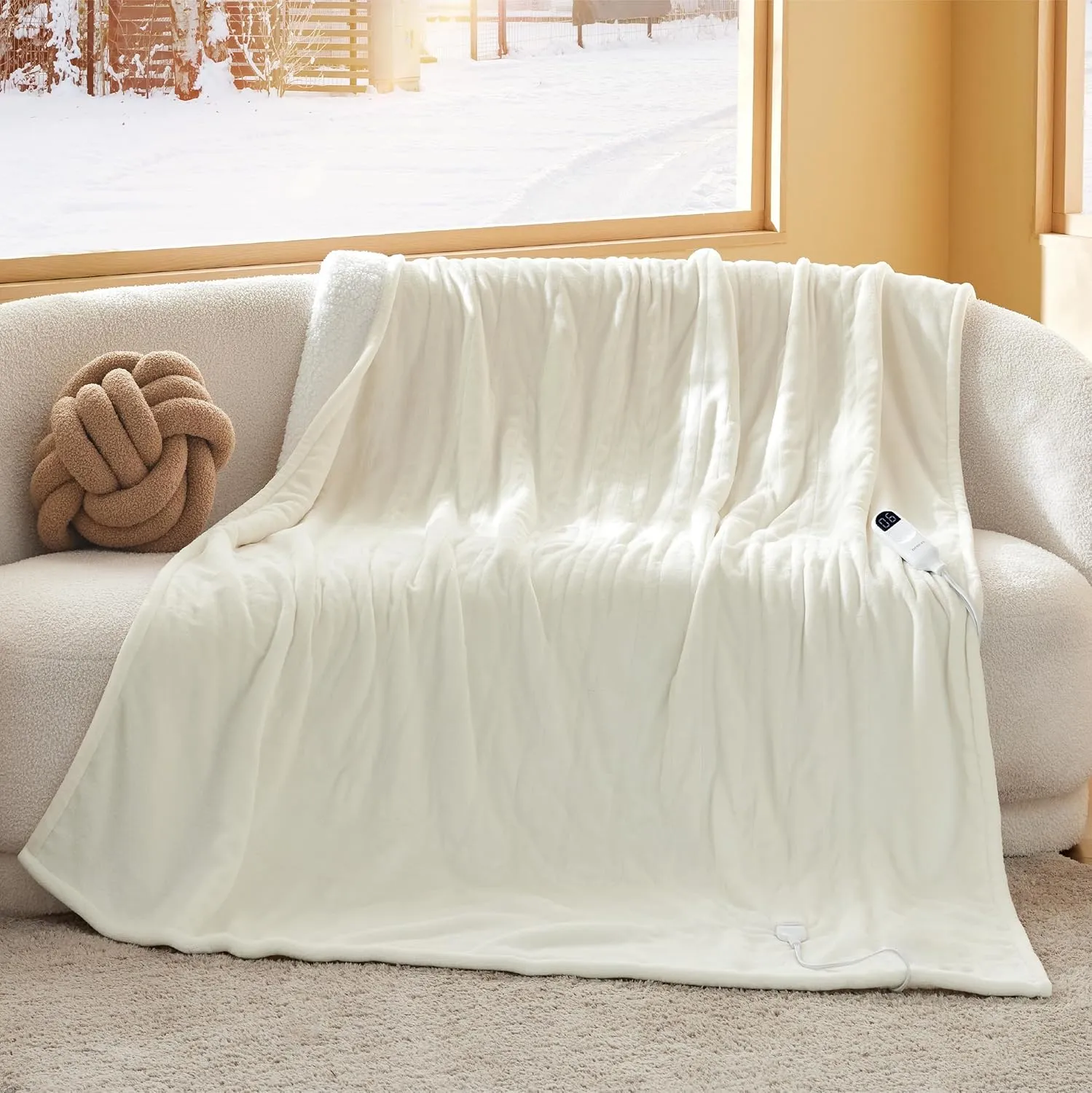 Bedsure Heated Blanket Electric Throw - Soft Flannel Electric Blanket, Heating Blanket with 4 Time Settings & 6 Heat Settings, Warm Blanket Gift for Grandma (50x60 inches, Grey)