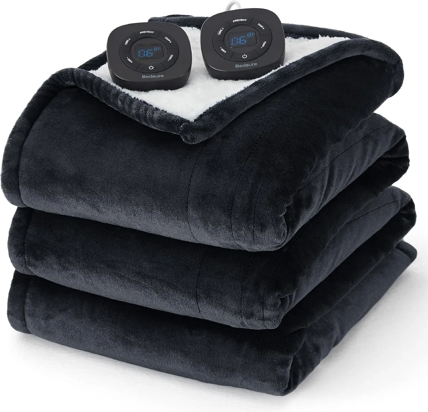 Bedsure Heated Blanket Electric Throw - Soft Flannel Electric Blanket, Heating Blanket with 4 Time Settings & 6 Heat Settings, Warm Blanket Gift for Grandma (50x60 inches, Grey)