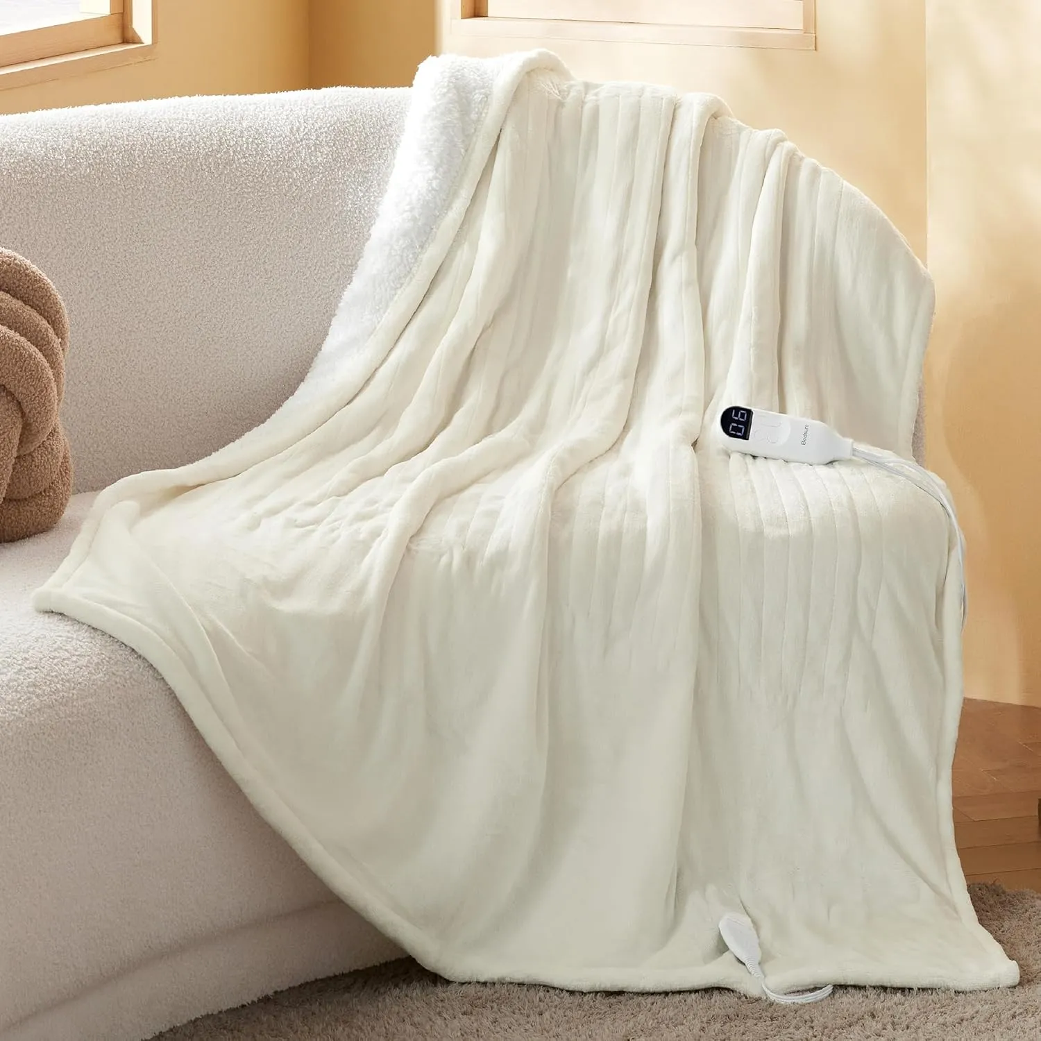 Bedsure Heated Blanket Electric Throw - Soft Flannel Electric Blanket, Heating Blanket with 4 Time Settings & 6 Heat Settings, Warm Blanket Gift for Grandma (50x60 inches, Grey)