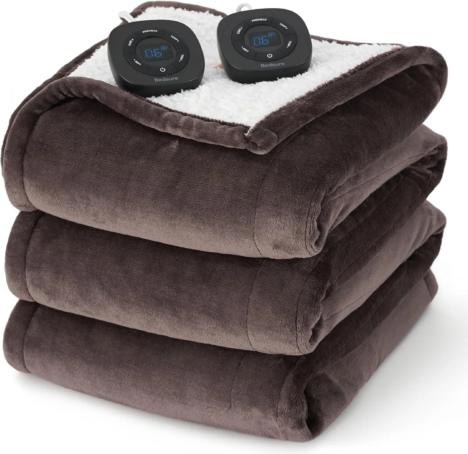 Bedsure Heated Blanket Electric Throw - Soft Flannel Electric Blanket, Heating Blanket with 4 Time Settings & 6 Heat Settings, Warm Blanket Gift for Grandma (50x60 inches, Grey)